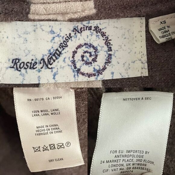 Anthropologie Rosie Neira Wool Tie Waist Belted Cardigan Hood Brown XS - Picture 5 of 5